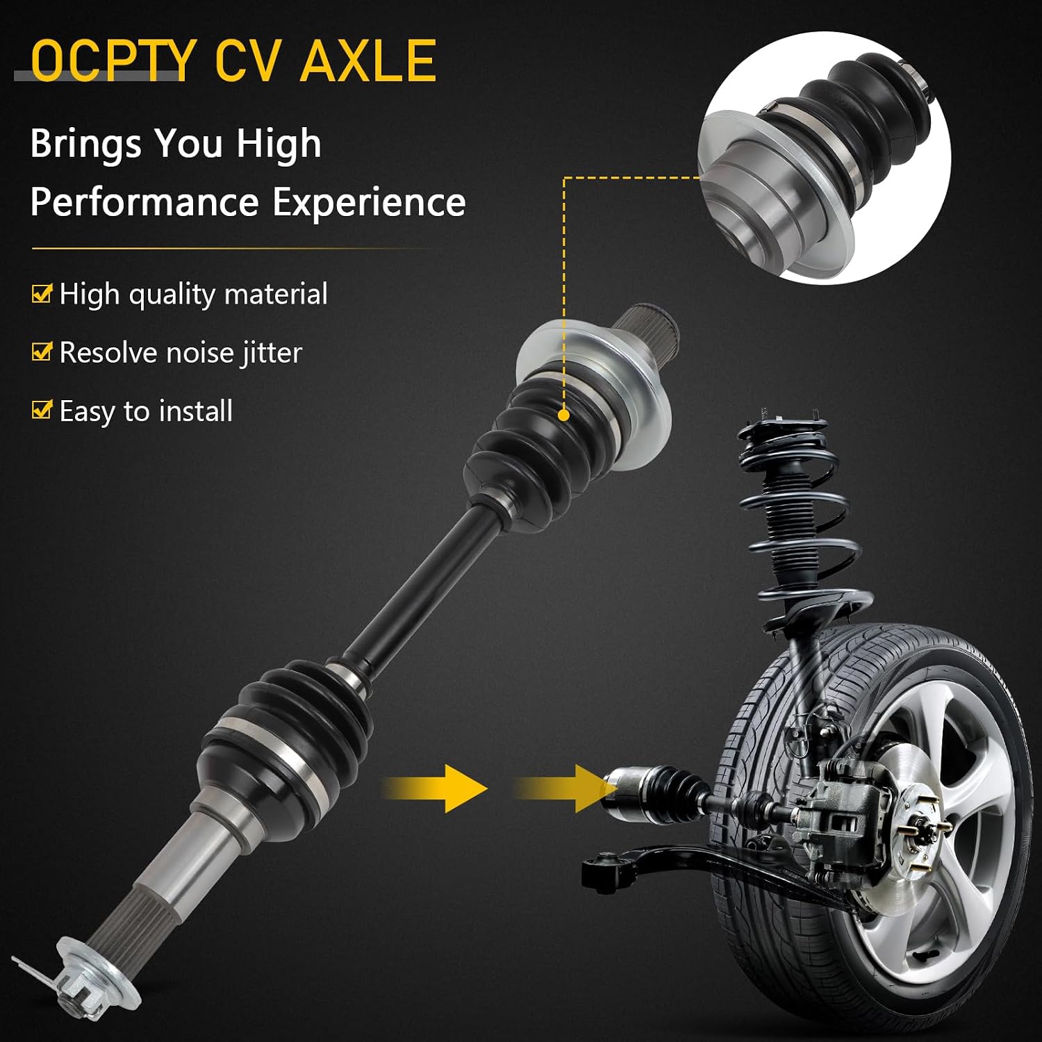 OCPTY Rear Right CV Axle Shaft Assembly 5KM-253B0-09-00 Replacement for Yamaha Grizzly 660