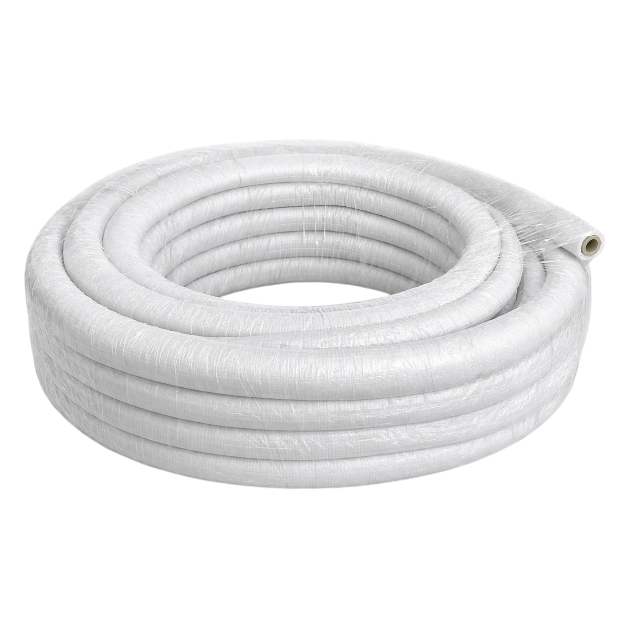 Tubo Multistrato Coibentato PEX AL PEX Ø20 Ø26 Isolamento 13 mm Bianco Anticondensa per Climatizzazione Pompa di Calore Riscaldamento Rotoli 10 25 50 Metri (Ø20, 25 METRI)