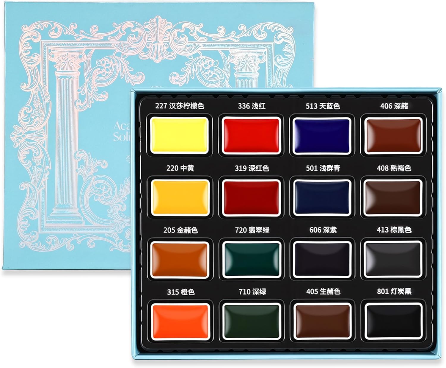 rubens Watercolor Paint Set 16 Colors, Full Pan Solid Artist Watercolors with Removable & Refillable Pans, Highly Pigmented Watercolor, Portable Art Painting Set for Beginner, Artist, Adults