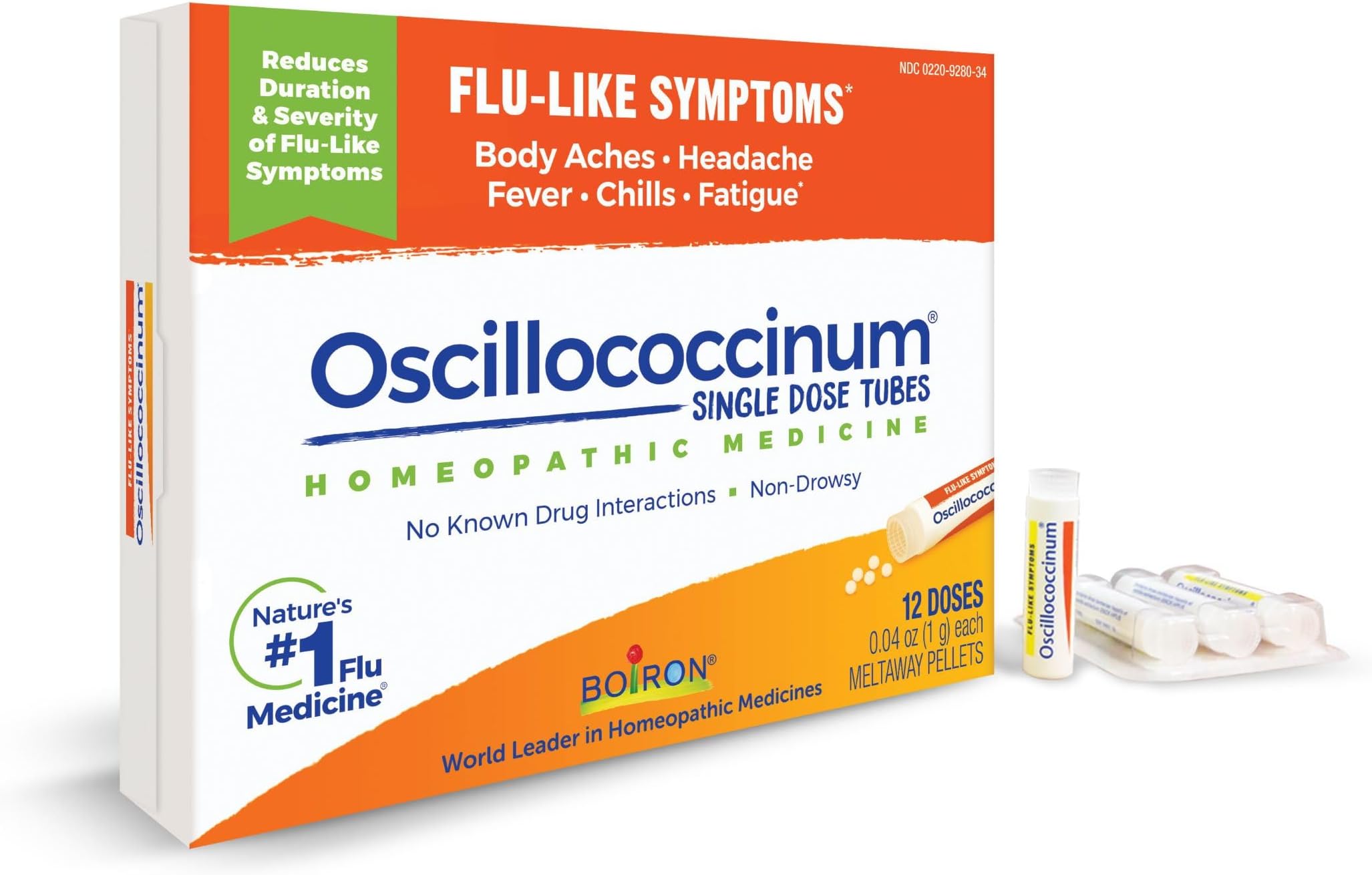 Oscillococcinum for Relief from Flu-Like Symptoms of Body Aches, Headache, Fever, Chills, and Fatigue - 12 Doses