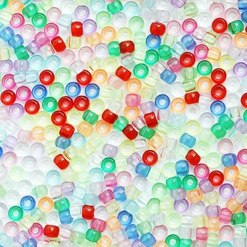 Miniatura 7 de 500 cuentas de plástico para hacer pulseras, manualidades, llaveros y decoraciones de adornos (amarillo)