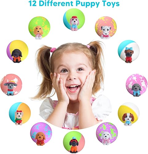 Miniatura 10 de Bombas de baño para niños con sorpresa en el interior para niñas y niños pequeños, paquete de 12 bombas de baño orgánicas para niños con juguetes