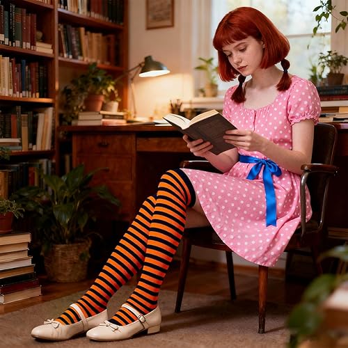 Miniatura 3 de YELAIVP Conjunto de calcetines altos hasta el muslo de arco iris por encima de la rodilla, accesorios de cosplay, calentadores de piernas para niñas