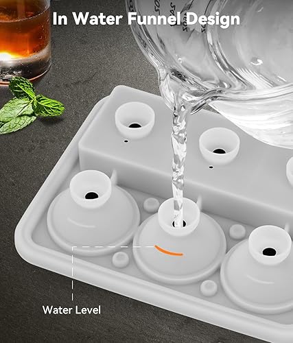 Miniatura 4 de Bandeja para cubitos de hielo con tapa, moldes de hielo de silicona con redondo, cuadrado, diamante, rosa, molde grande para cubitos de hielo para