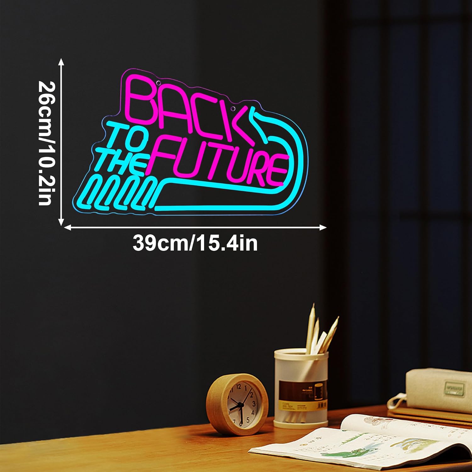 Back To and The Future Neon Sign, Movie Theme Neon Light LED Dimmable USB Powered, for Bar Game Room Home Theater Garage Party Time Machine Birthday Gift(15.4 * 10.2 In)