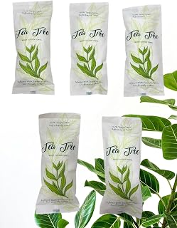 White Towel 8X8 Moist Cotton Towel Individually Wrapped (Tea Tree) 5 Pack