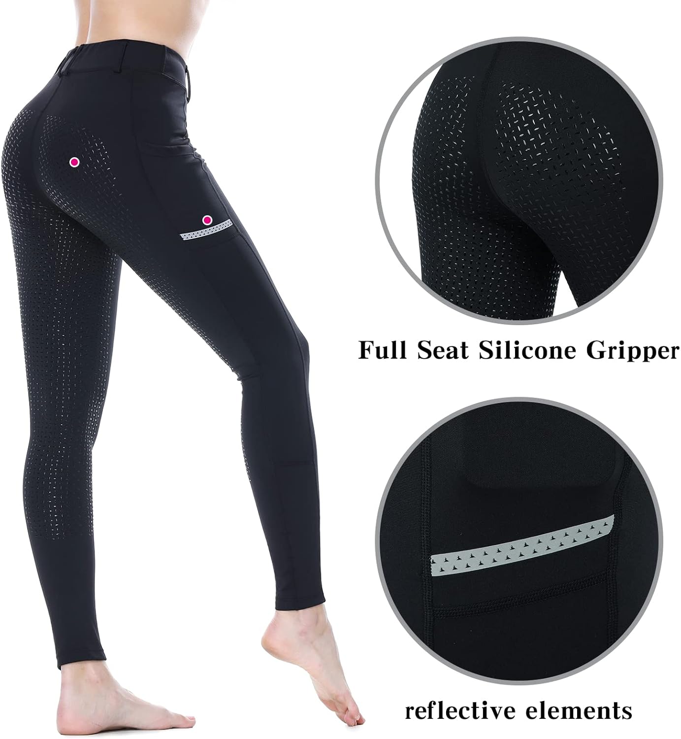 Horse Riding Pants Equestrian Women Full Seat Breeches Horseback Riding Tights Silicone Pockets - Image 5