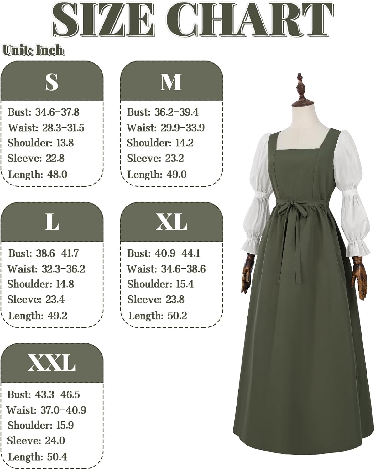 NSPSTT 1800s Dress for Women Renaissance Dress Victorian Womens Costumes