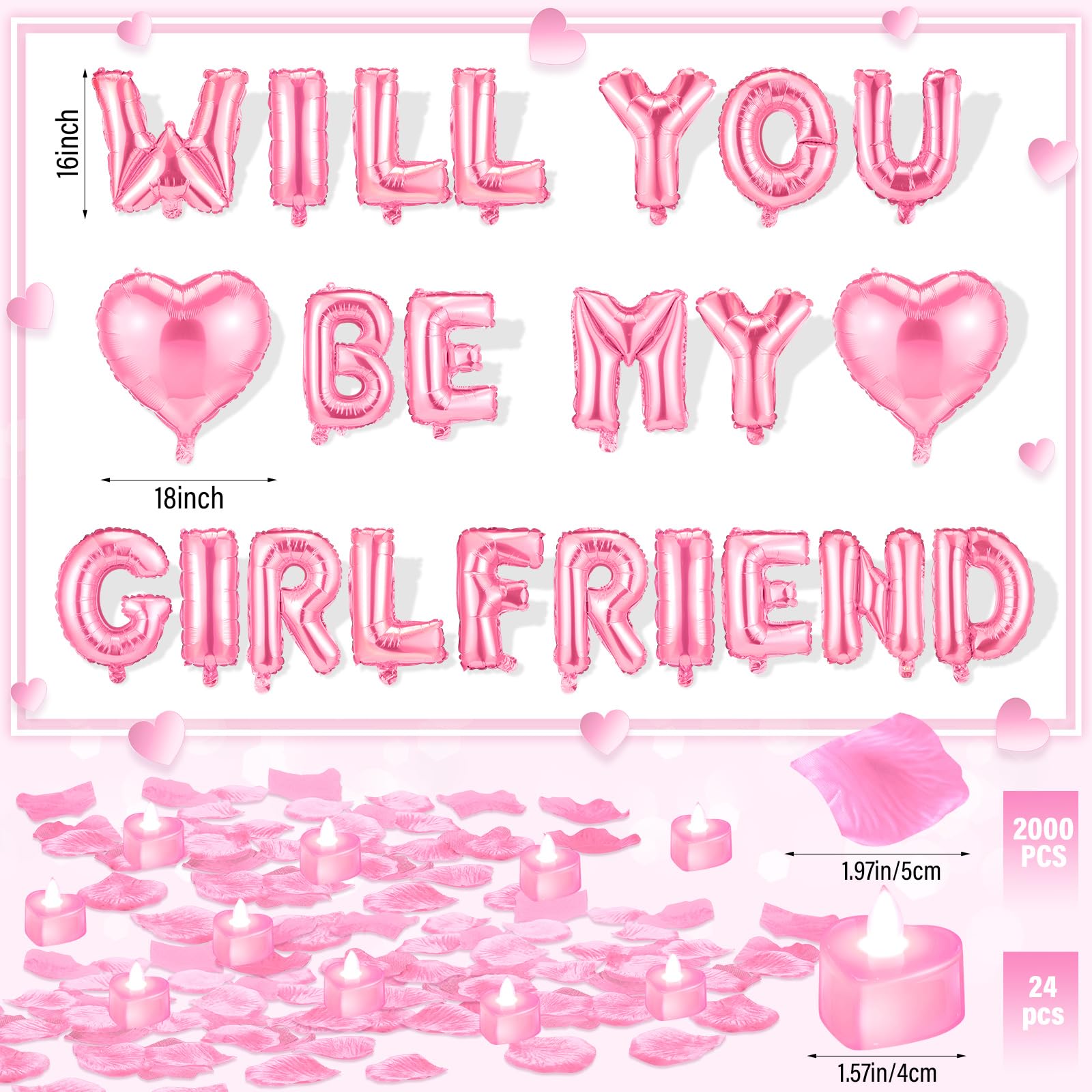 Seenelling Palloncino con scritta "Will You Be My Girlfriend", per proposta
