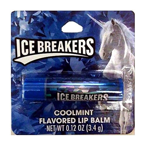 Taste Beauty (1) Stick Ice Breakers CoolMint - Bálsamo labial con sabor a caramelo sin gluten - Tubo azul cardado con unicornio - Peso neto 0.12 oz