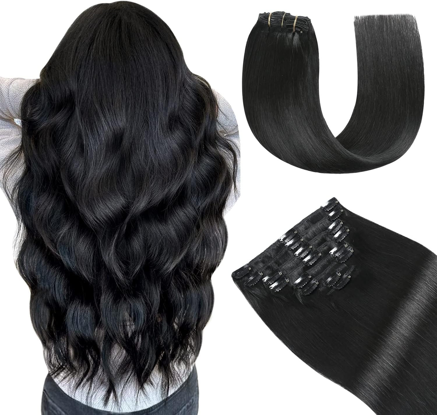 YILITE Extension a Clip Cheveux Naturel 35cm 110g 8pcs Extension