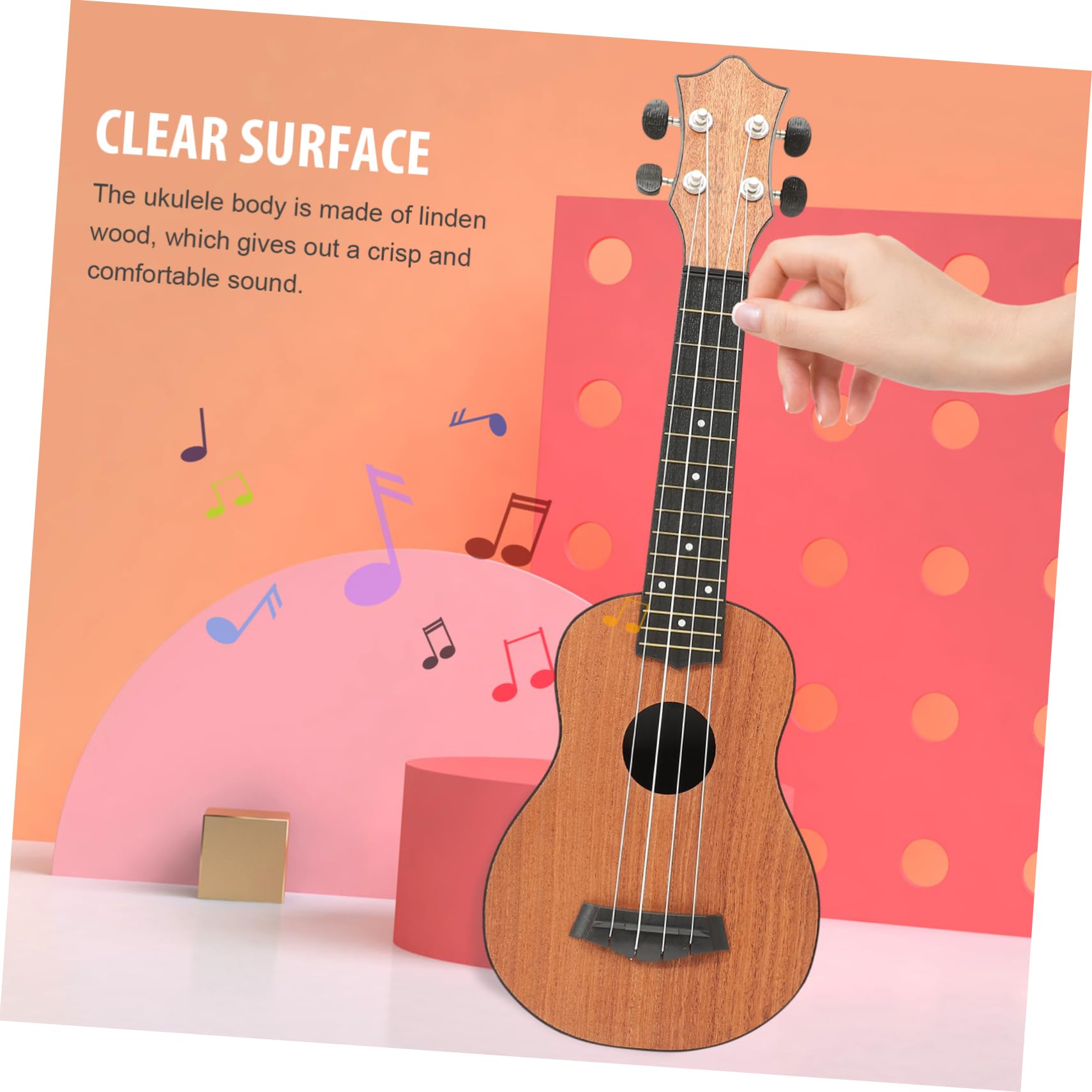 Ukulele Soprano in Legno e Fibra di Carbonio 4 Corde 21 Pollici per Principianti e Ragazzo Ragazza per Educazione Musicale e Pratica