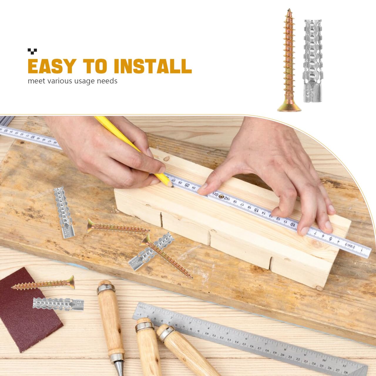 Gadpiparty Drywall Anchors and Screws Kit Heavy Duty Metal Expansion Tube with Concrete Anchors for Secure Wall Mounting 1.57 Inch Length Carbon Steel Construction