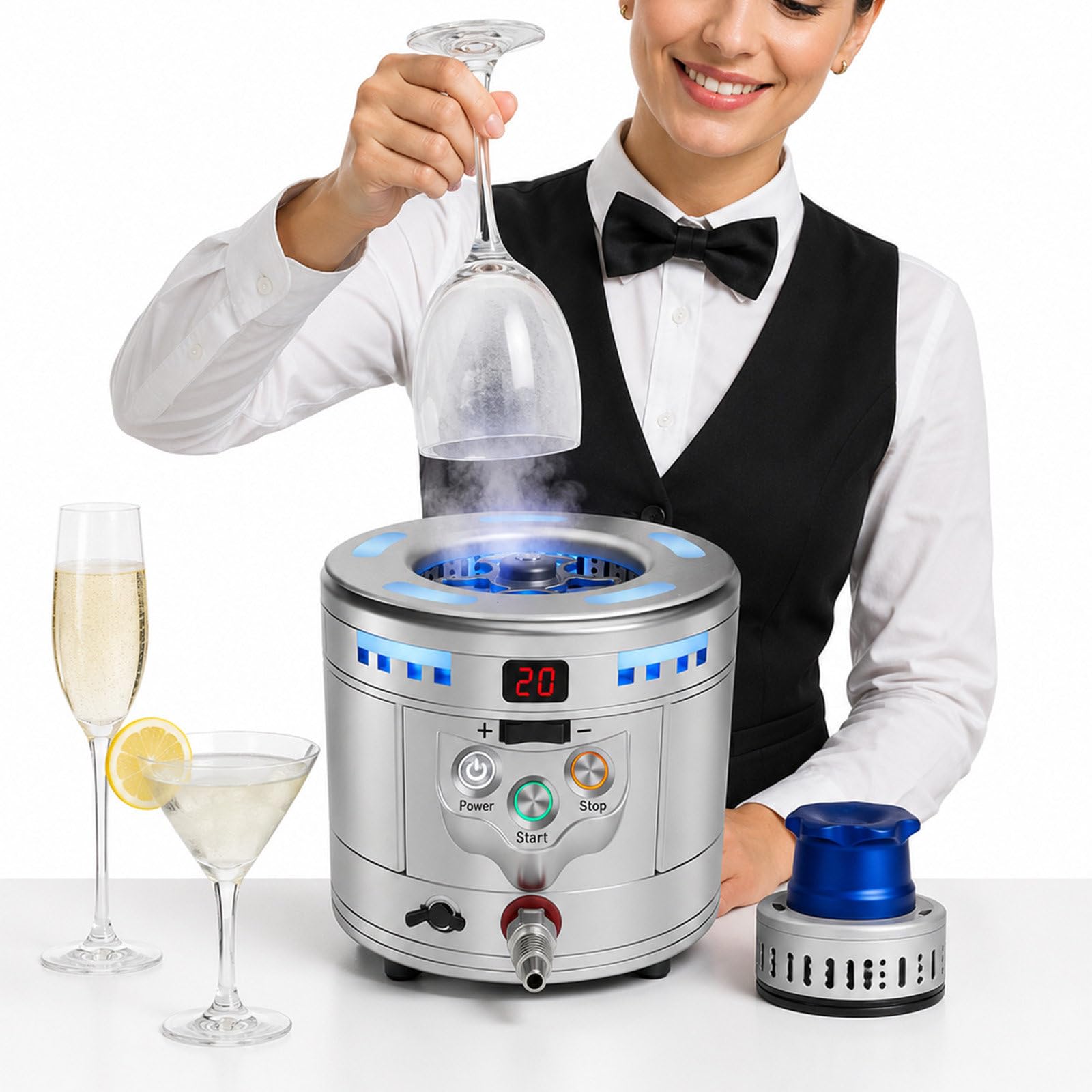 agreilduite Drink Chiller & Dry Ice Maker For Cocktails | Creates Smoky Fog Effects And Ice-Cold Drinkware In Seconds | A Must-Have For Mixologists, Bartenders, And Home Bar Enthusiasts