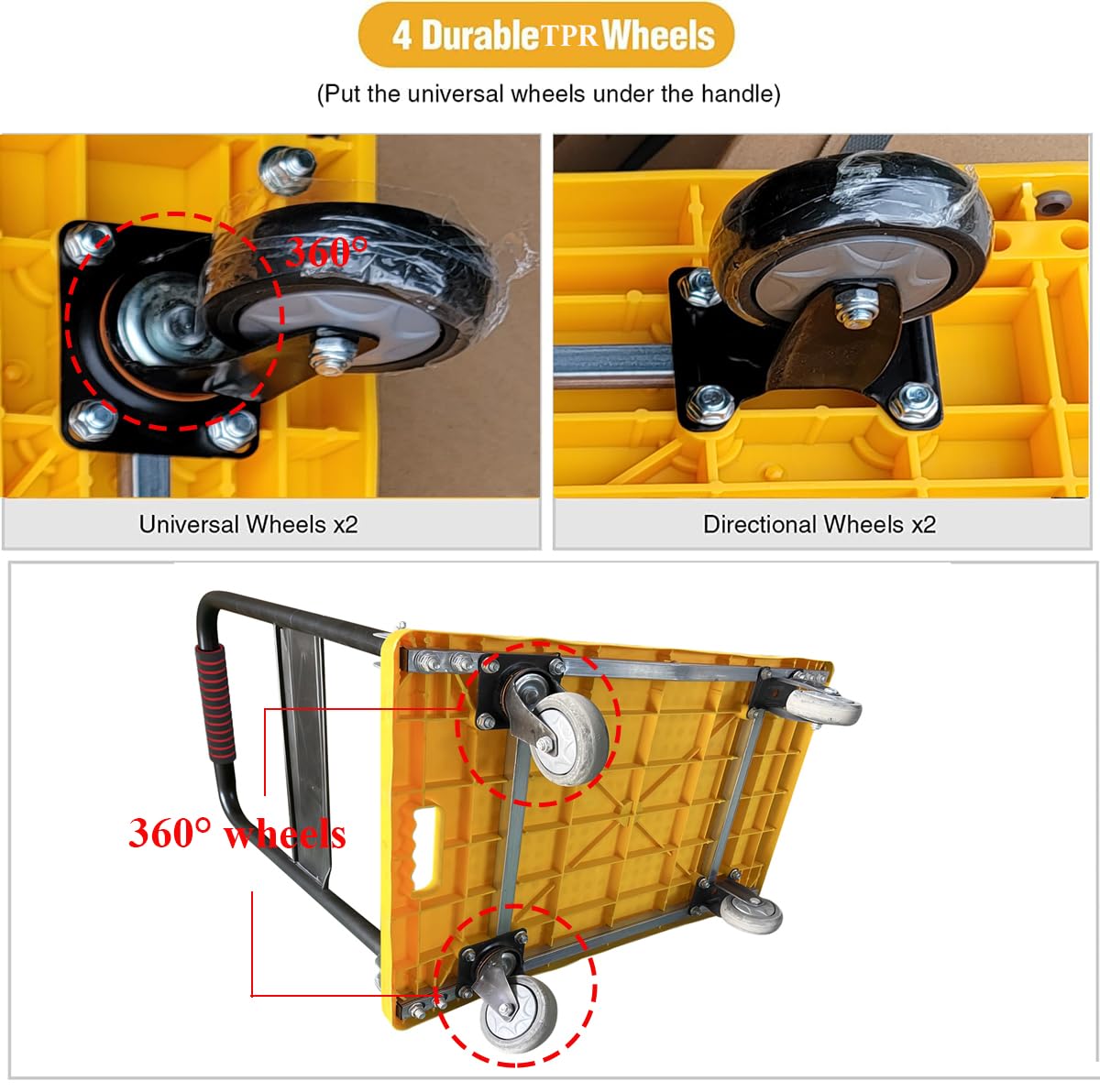 Transportwagen Klappbar, Bai You MEI Plattformwagen Rollwagen 100kg, 70x46cm Leicht Einkaufswagen Transportkarre Große Fläche Wagen Lagerwagen Transporthilfe Umzughelfer rutschfest Umzüge