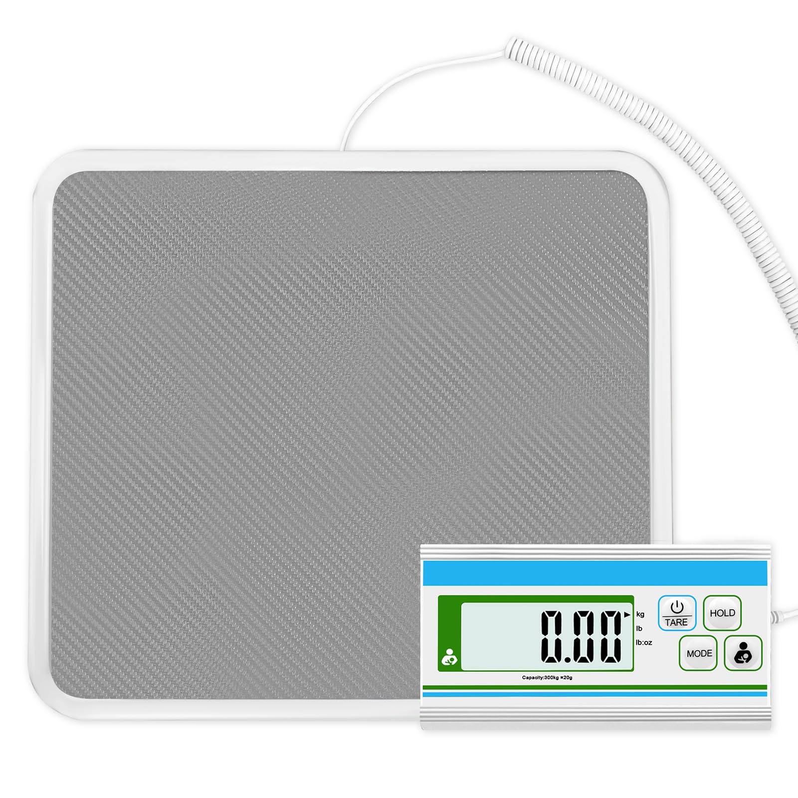 Medizinische Bodenwaage (300 kg), professionelle Arztwaage mit Digitalanzeige, hohe Genauigkeit und robuste Körperwaage, tragbare Gewichtswaage für Zuhause und Krankenhaus
