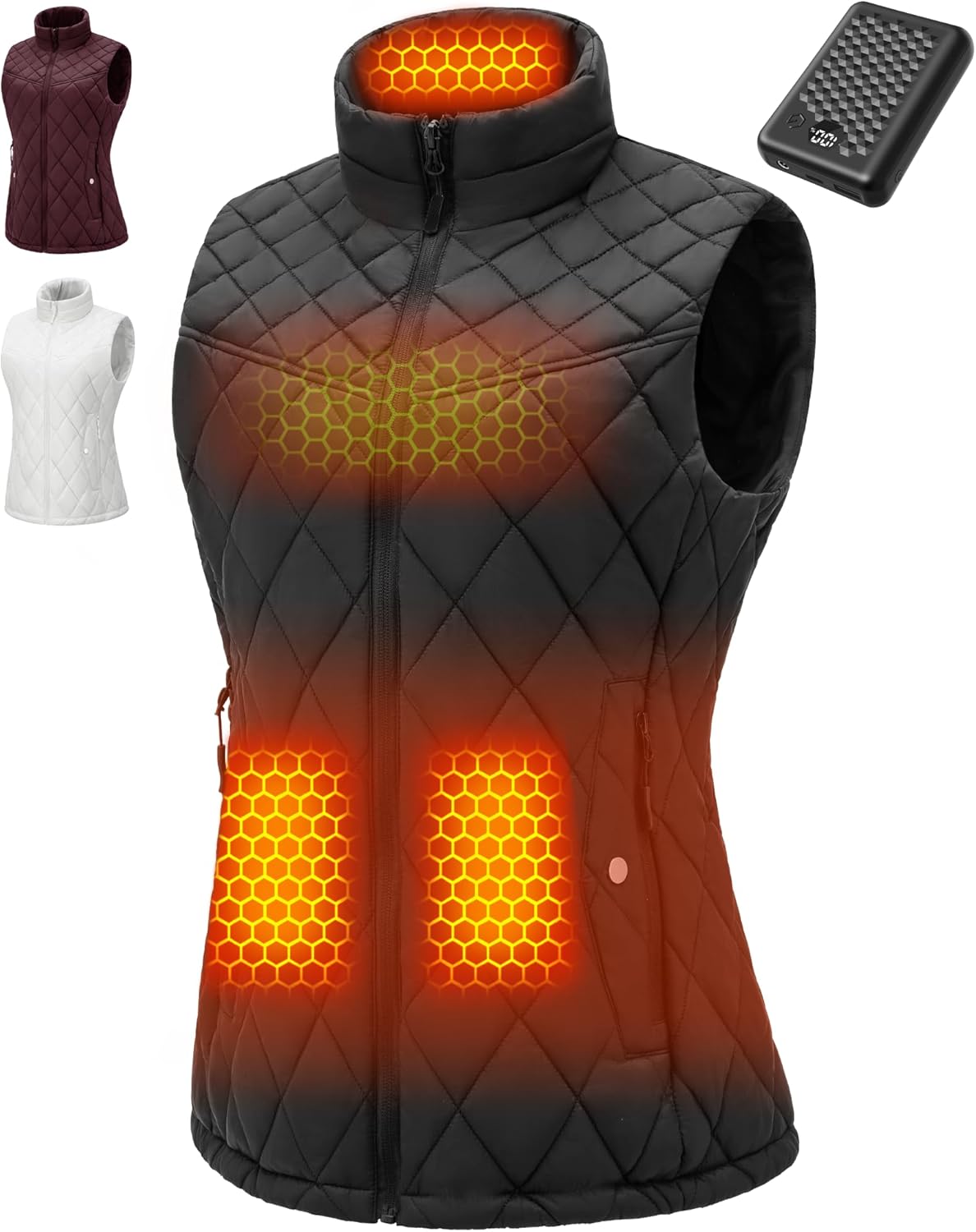Quilted Women Heated Vest with 7.4V 14000mAh Large Capacity Battery Pack