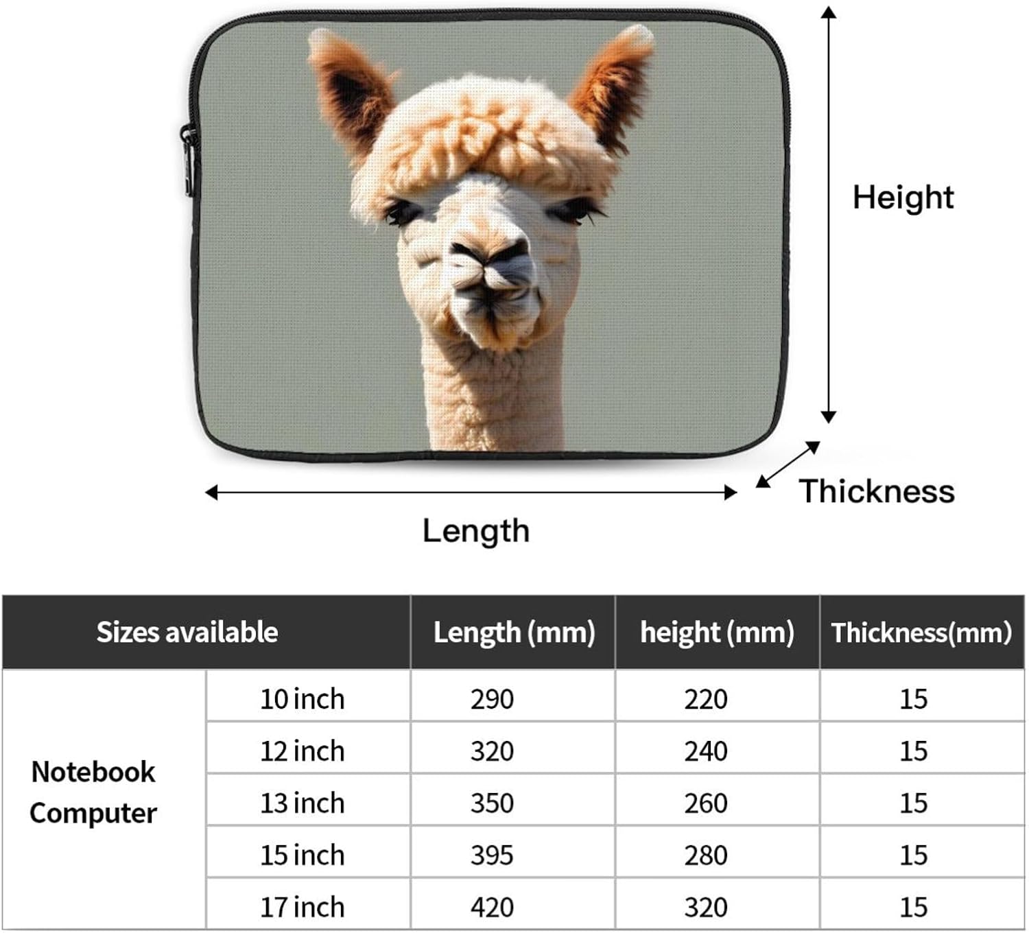 Alpaca Avatar Printed 10 inch Laptop Case, Business/Office Commuter Laptop Case image 4