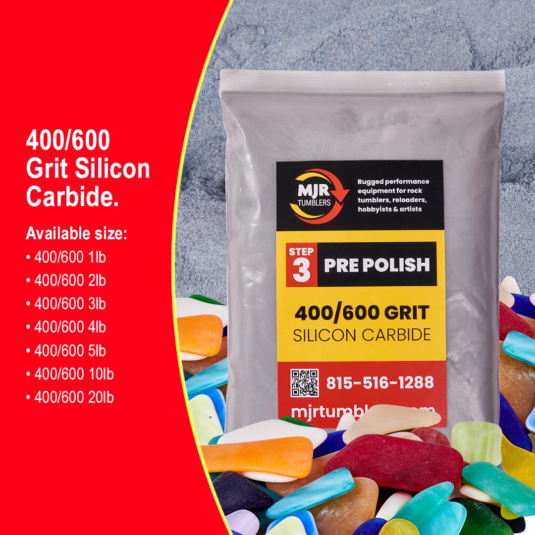 0,5 kg de grain de polissage de roche en carbure de silicium pré-poli MJR Tumblers 400/600 pour étape/étape 3, MJR Tumblers est une entreprise détenue par des personnes handicapées et vétérans
