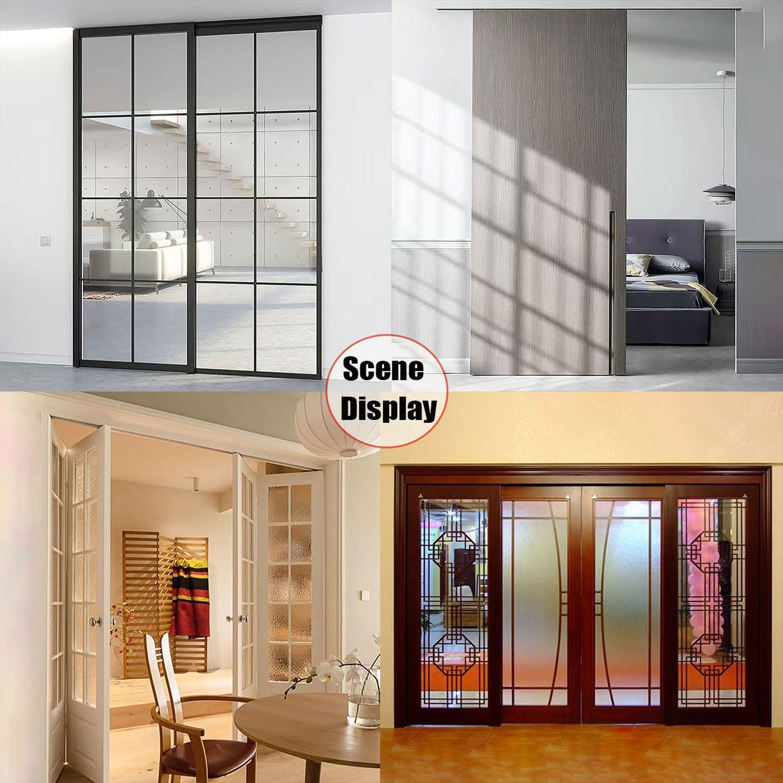 Kit de rieles y herrajes para puerta corredera de aluminio resistente para puertas dobles, sistema de riel de puerta de granero de bolsillo para armarios, armarios y puertas de cristal