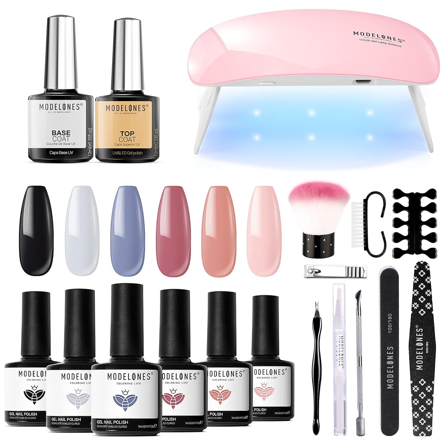 Modelones Gel Nail Polish Kit with U V Light, 6 Colors Soak Off Gel Nail Polish, Portable Mini Curing LED Lamp, INDEPENDENT FEMALE Style Gel Manicure Kit Salon DIY Gift for Nail Art Lover Beginner : Beauty & Personal Care