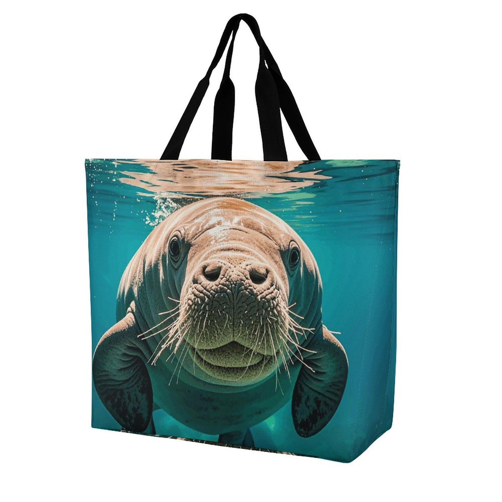 QWNMD Tote Bag for Women Shoulder Bag Manatee Animals Handbags for Travel Work Beach Bag Grocery Bag