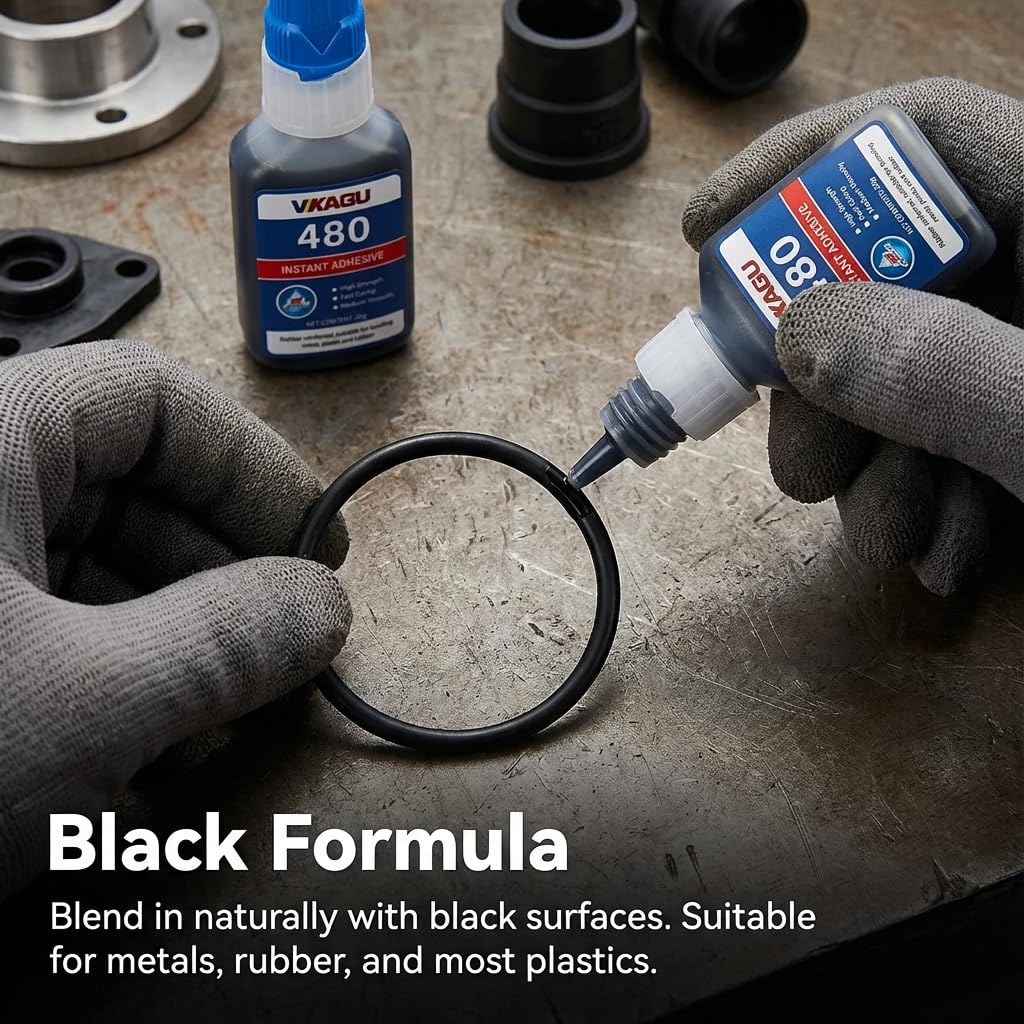 480 Super Glue Black Instant Adhesive 20g Suitable for Metal Plastic and Rubber 2 Pack