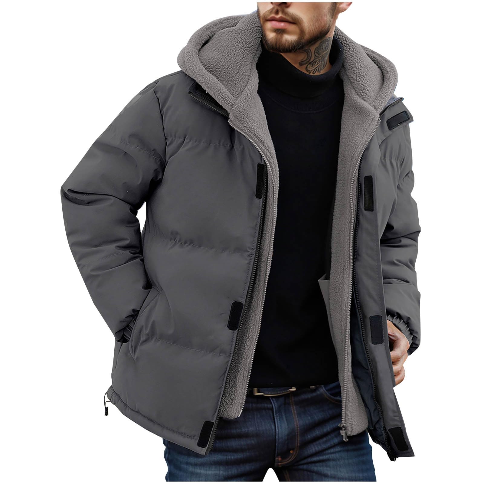KOG Winterjacke Herren Steppjacke Daunenmantel Fashion Daunenjacken Laufjacke Oberteile Jungen Strickjacken Casual Vliesjacke Zipper Jacke Fahrradmantel Basic Festival Jacke Baumwolle Steppmantel