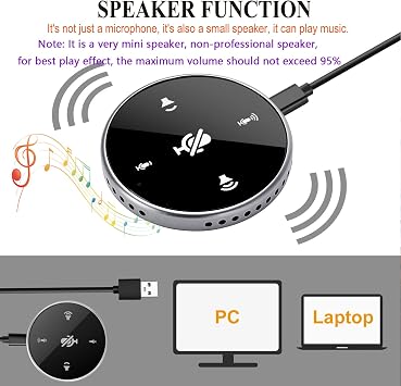 Upgrated USB Conference Microphone with Speaker,Laptop Omnidirectional Computer Mic with Touch-Sensor to Mute/Volume,for Zoom Meetings,Skype,VoIP Call,Interview,Christmas Stocking Stuffers Surprise