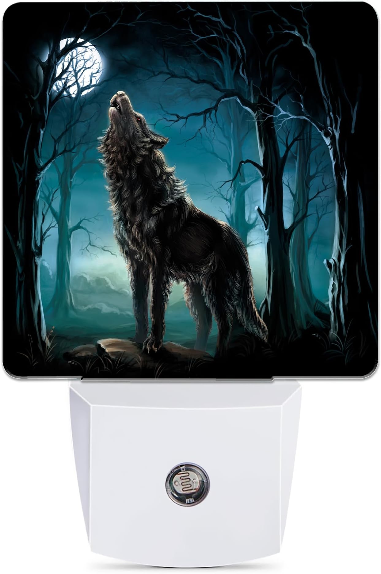 Mystery Wolf Night Light, Forest Moon Night Lights Plug into Wall Decor for Bedroom, Bathroom, Hallway, Kitchen, Dusk to Dawn Sensor Nightlights for Girls Women Room Gifts