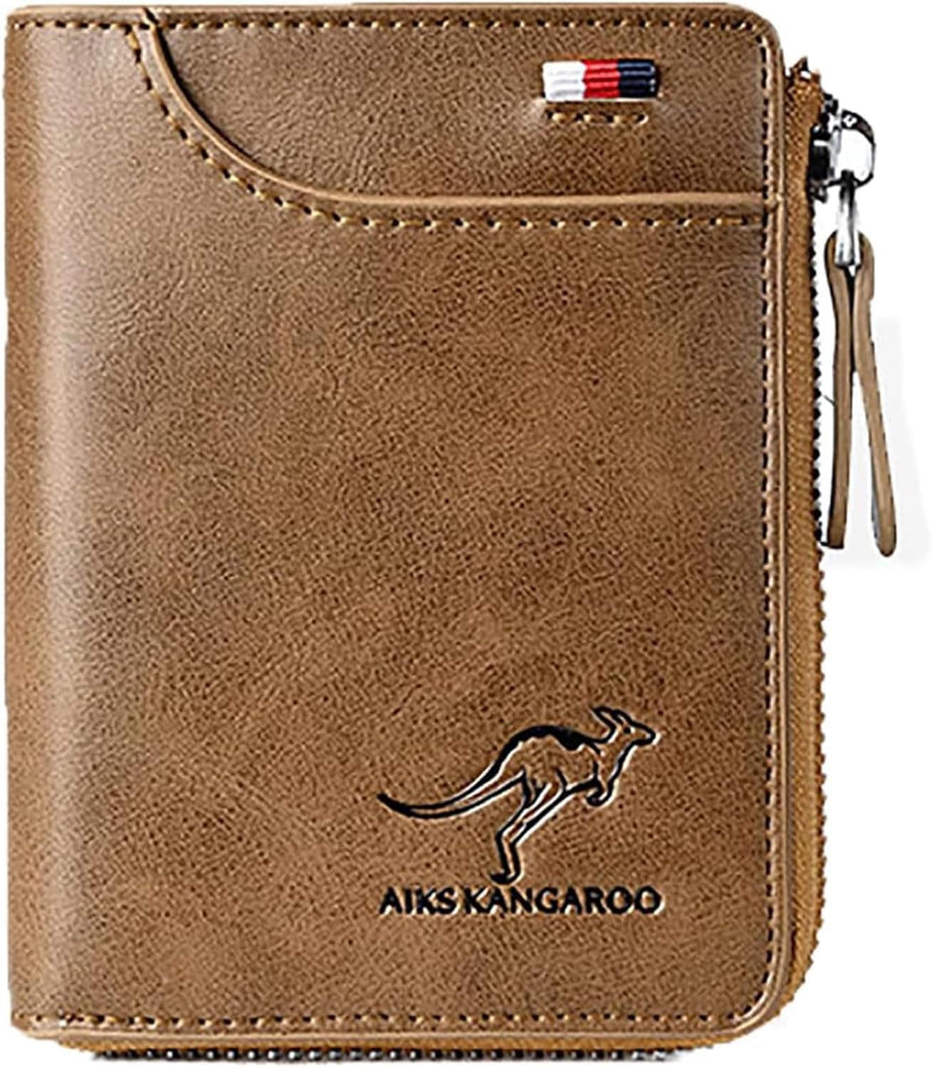 Nichalous Men Wallet Zipper Purse (RFID PROTECTED), Aiks Kangaroo Wallets, Mens RFID Blocking Leather Wallet Credit Card ID Holder Zipper Purse