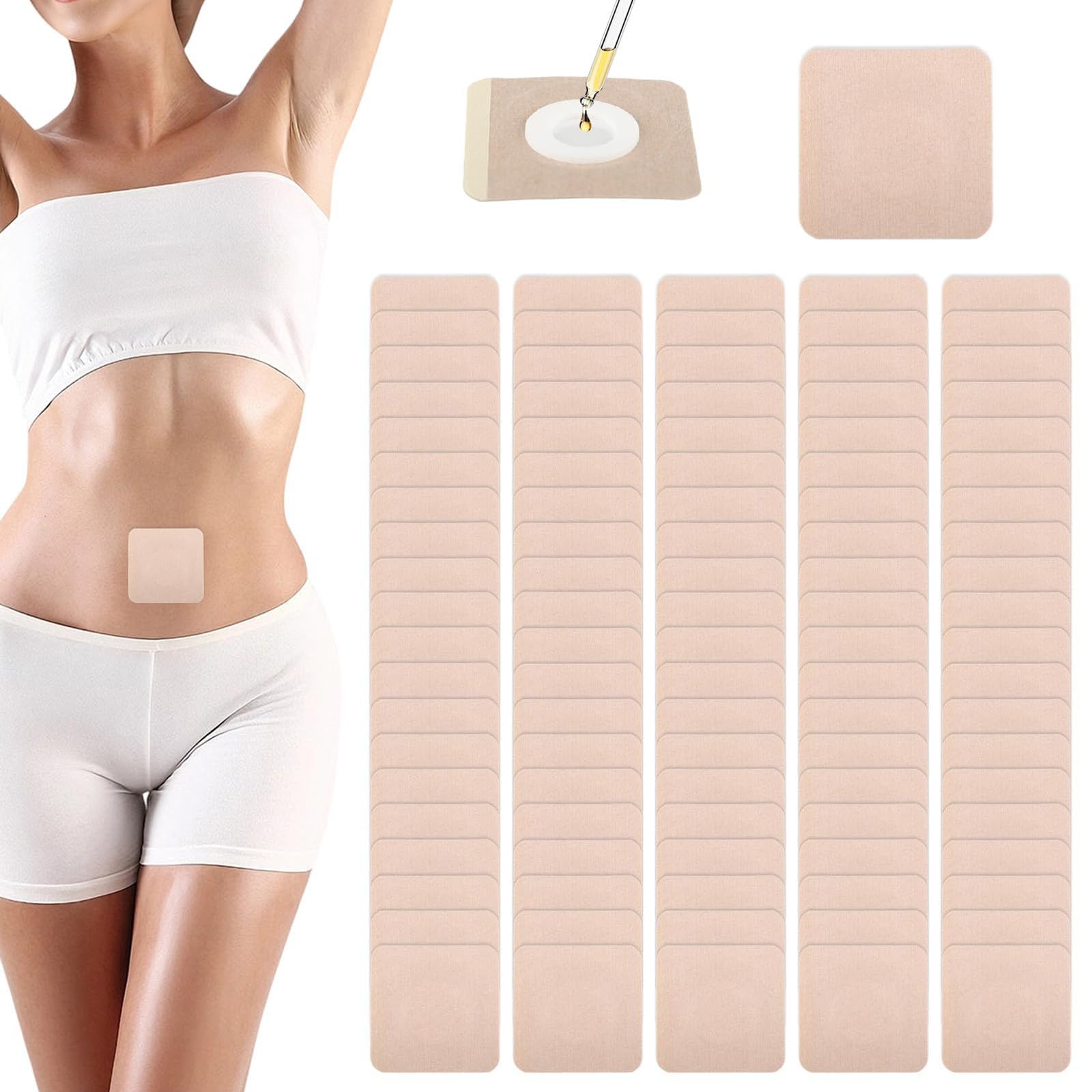 100PCS Belly Button and Navel Patch Set, Skin Patches for Use with Castor Oil-image-9