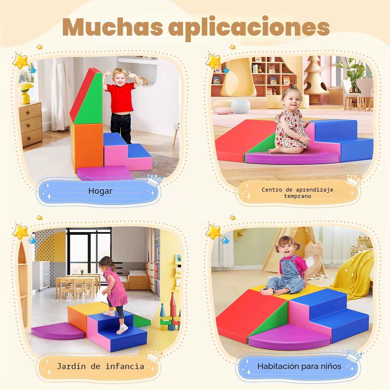 Bloques de espuma para niños, bloques de espuma grandes, bloques de escalada para interiores, marcos de escalada para niños (4 unidades)