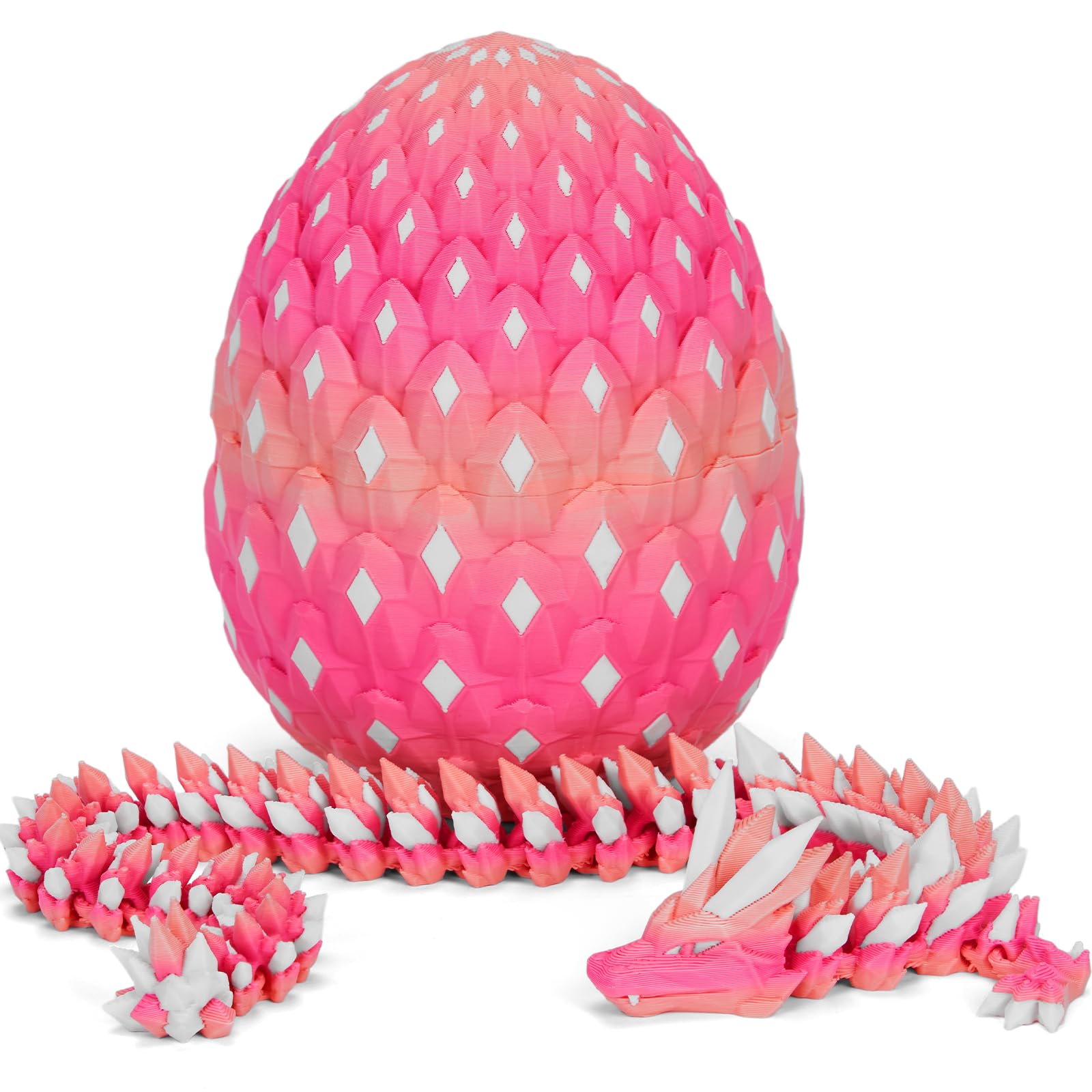 3D Printed Dragon Eggs Mystery Dragon Egg Glow in The Dark Articulated, 3D Print Surprise Animals Toy for Kid Teen Boy Girls In Night (Pinkish White) — image 1