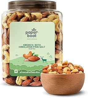 Paper Boat Premium Smoked and Roasted Nuts with Himalayan Pink Salt, Almonds & Cashews Mix, Reusable Dry Fruit Jar 1kg