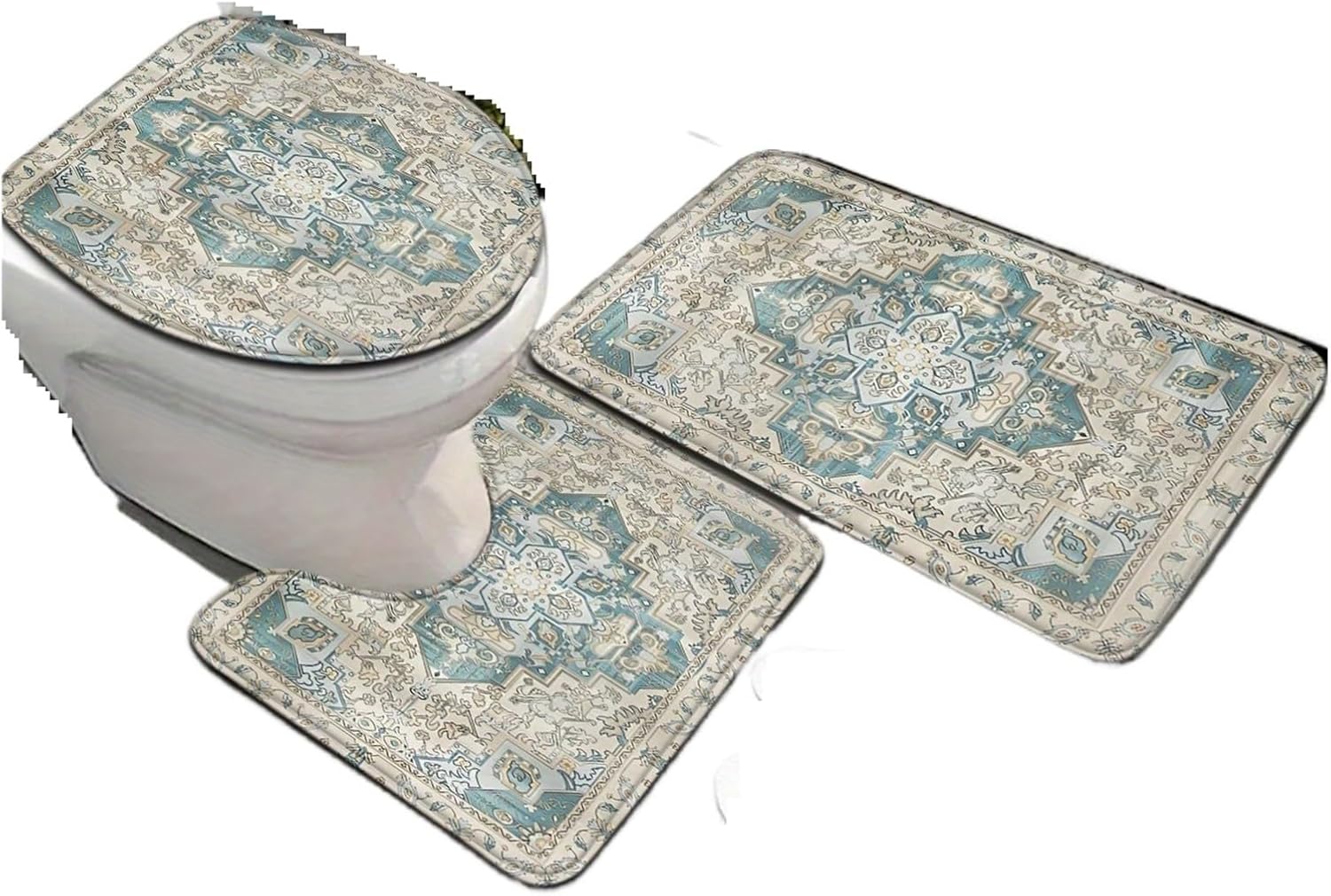 Bathroom Rugs Set 3-piece Bathroom Mat Set Toilet Seat U-Shaped Foot Suitable for Decoration