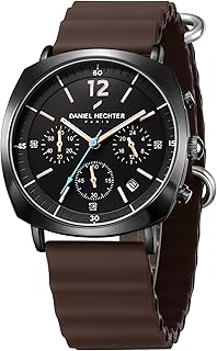 Daniel Hechter Paris Cluny Collection Multifunction Watch for Men with Round Dial, Date Display and Wavy Pattern Silicon Strap