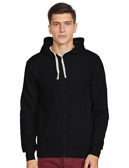 Men's Appliqued Hooded Sweatshirt (Black)
