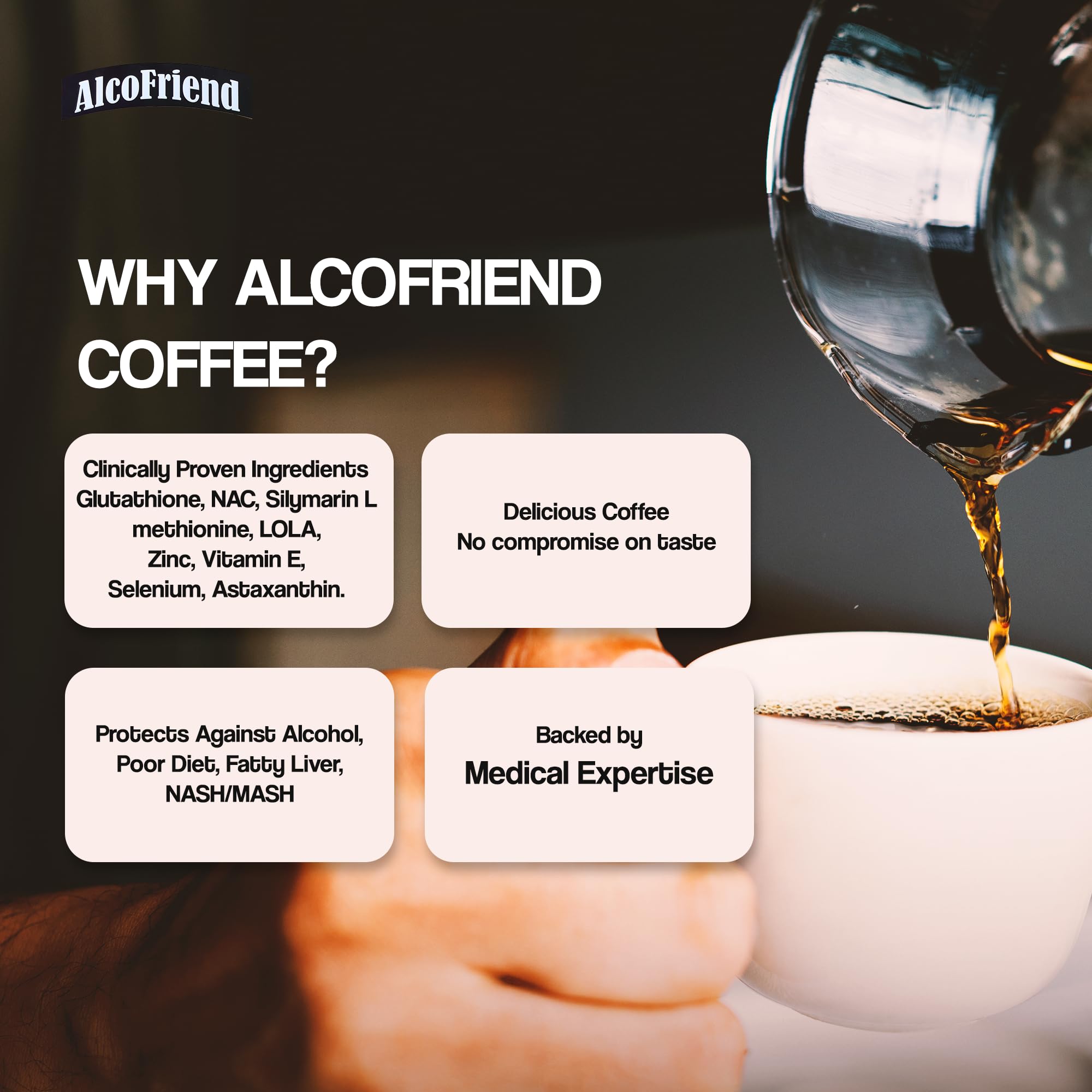 AlcoFriend Instant Liver Cleanse Coffee Sachet | Supports Fatty Liver Detox