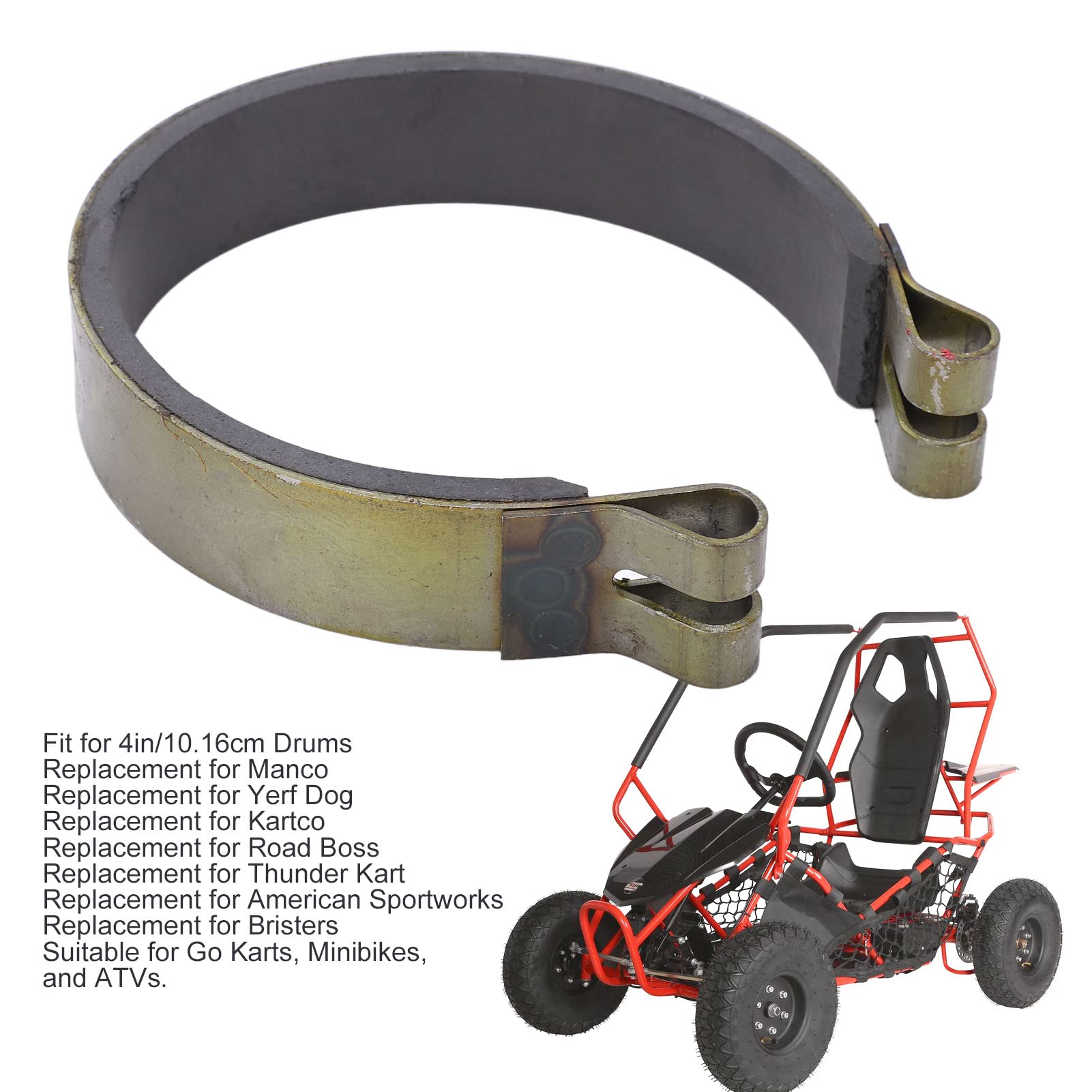 Kit Pasadores Y Banda Freno 4 Pulgadas - Akozon Para Go Karts, Minibikes, ATV