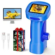Kids Microscope 1000X, Ahalfcit Handheld Digital Camera with 2.4" HD IPS Screen, Portable Mini Pocket Nature Exploration Toy, STEM Science Learning Gift for 3-12 Year Old Boys and Girls