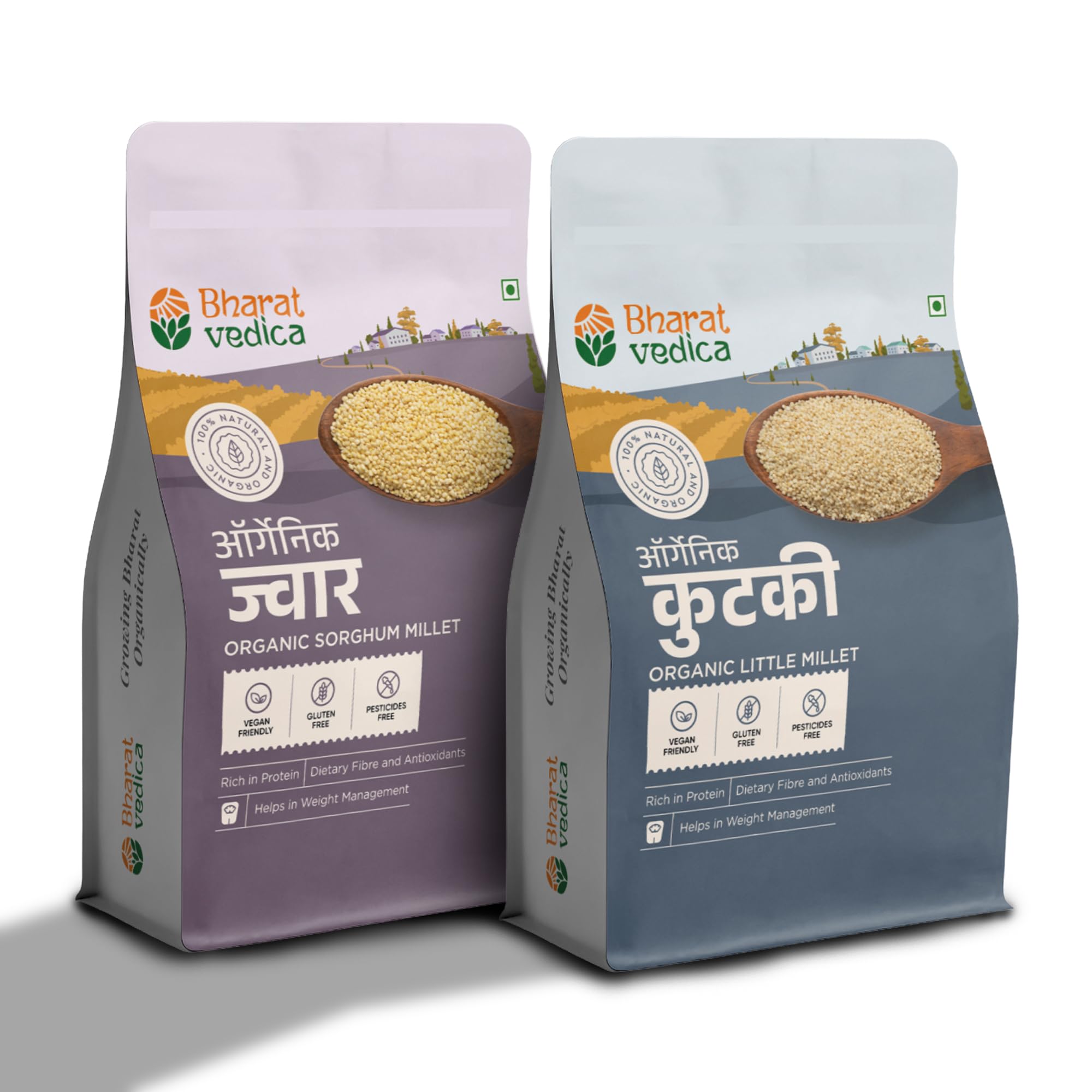 Bharat Vedica Organic Millet Combo Pack, Jowar 1kg and Kutki 1kg