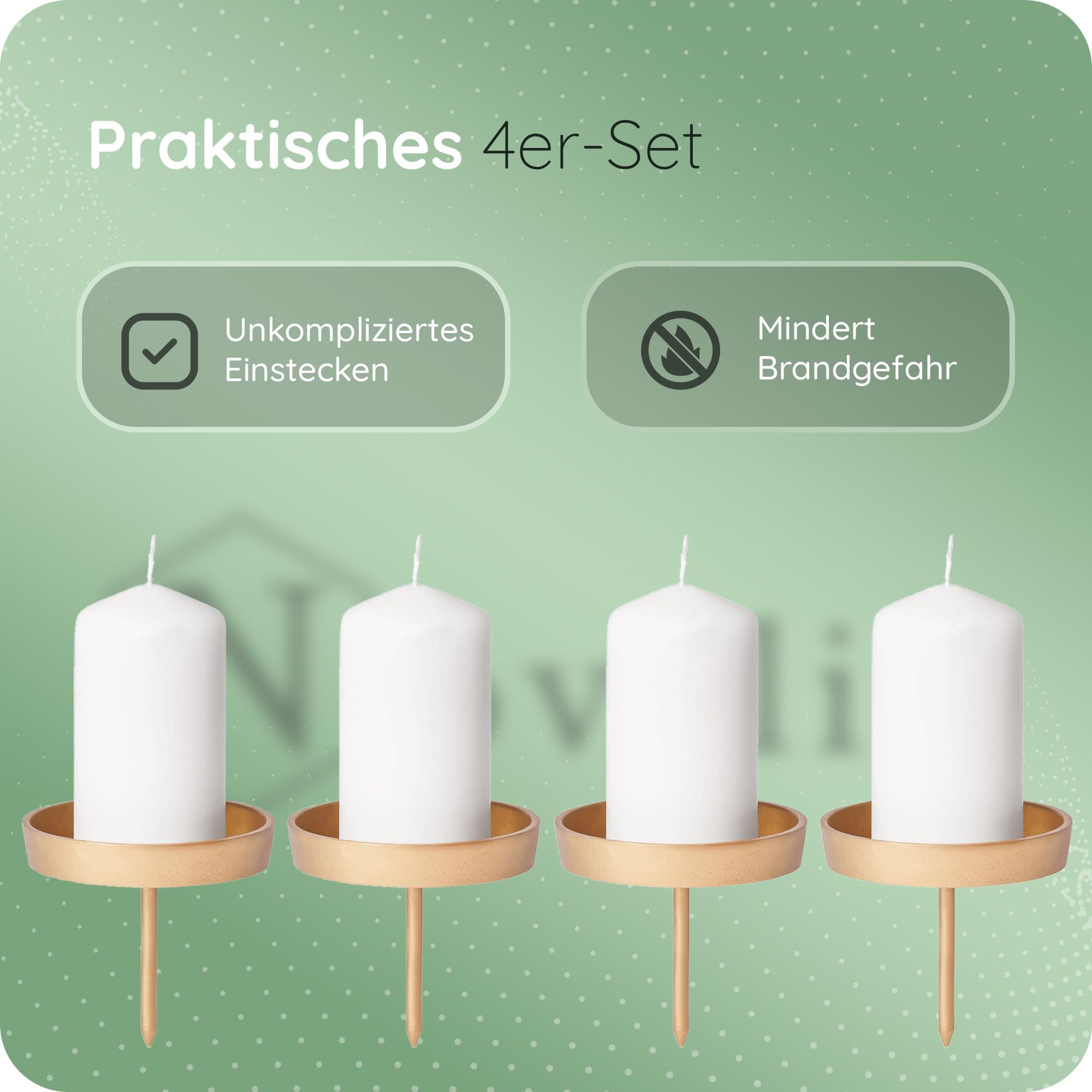 Novaliv Magnetische Kerzenständer 4-tlg. - Weiße Kerzenhalter Für Stabkerzen Bis 2,5cm (2,8x5cm)