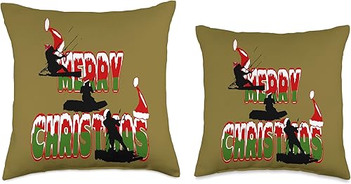 Miniatura 3 de Kitesurf Gifts and Surf Lover Tees by taiche Festive Merry Christmas Seasonal Holiday Kitesurfing Throw Pillow, 18x18, Multicolor