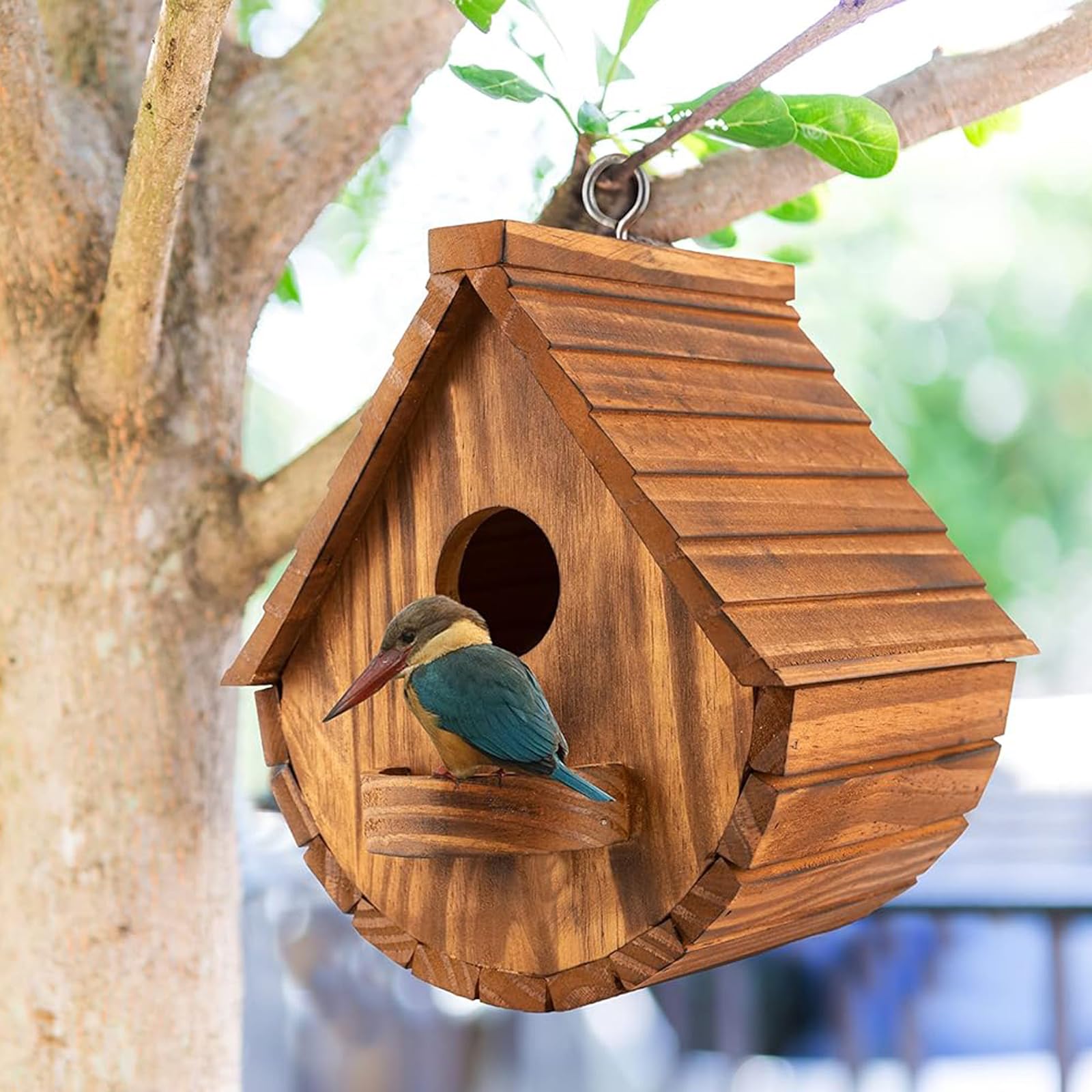 Casetta Legno Uccellini, Nido Ideale per Uccelli Selvatici, Casetta per Uccelli Selvatici da Esterno, Nido Uccellini da Esterno da Appendere, Resistente alle Intemperie e Robusta