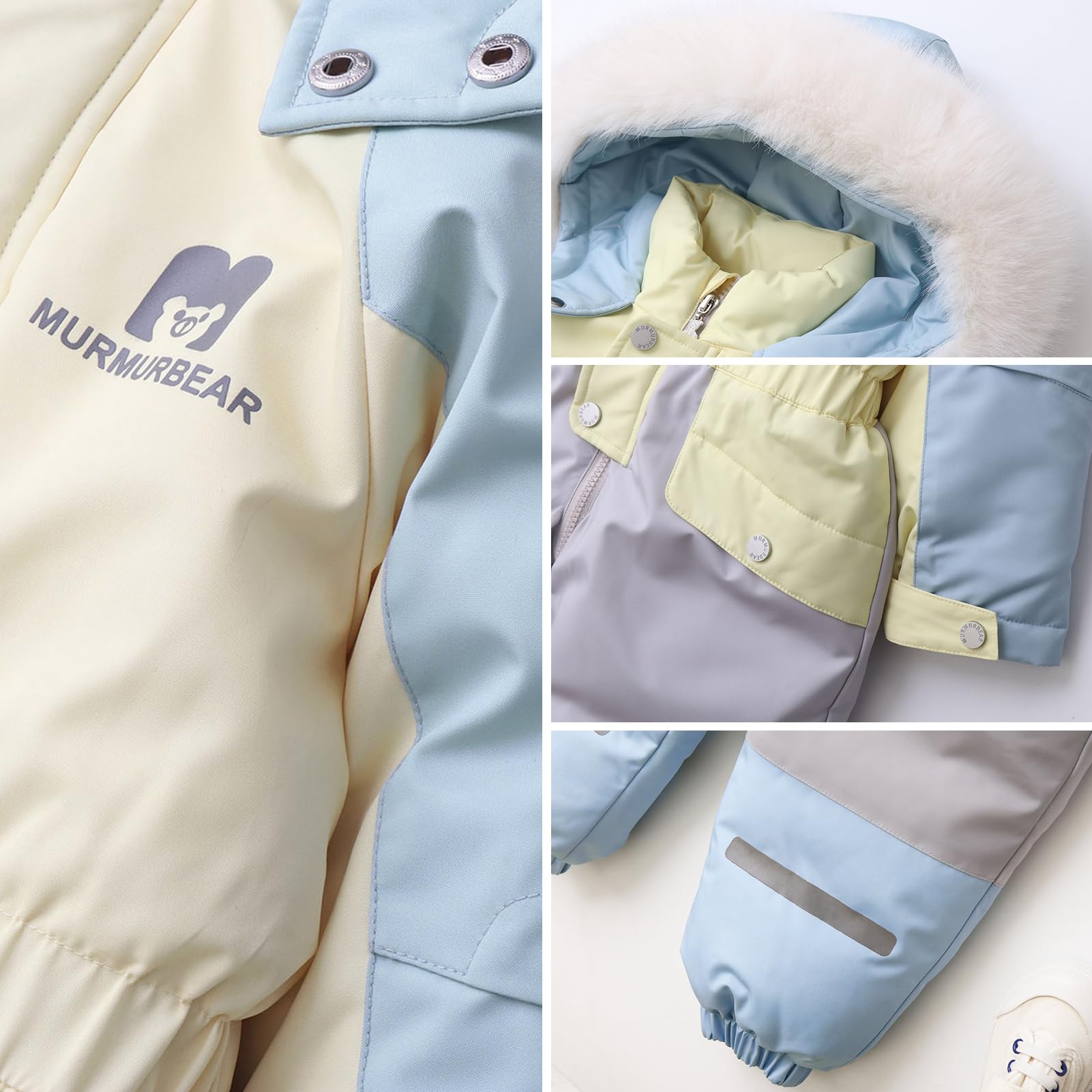 Combinaison de Neige Enfant Fille à Capuche Barboteuse Garçon Doublée de Polaire Combinaison de Ski Bébé Chaude