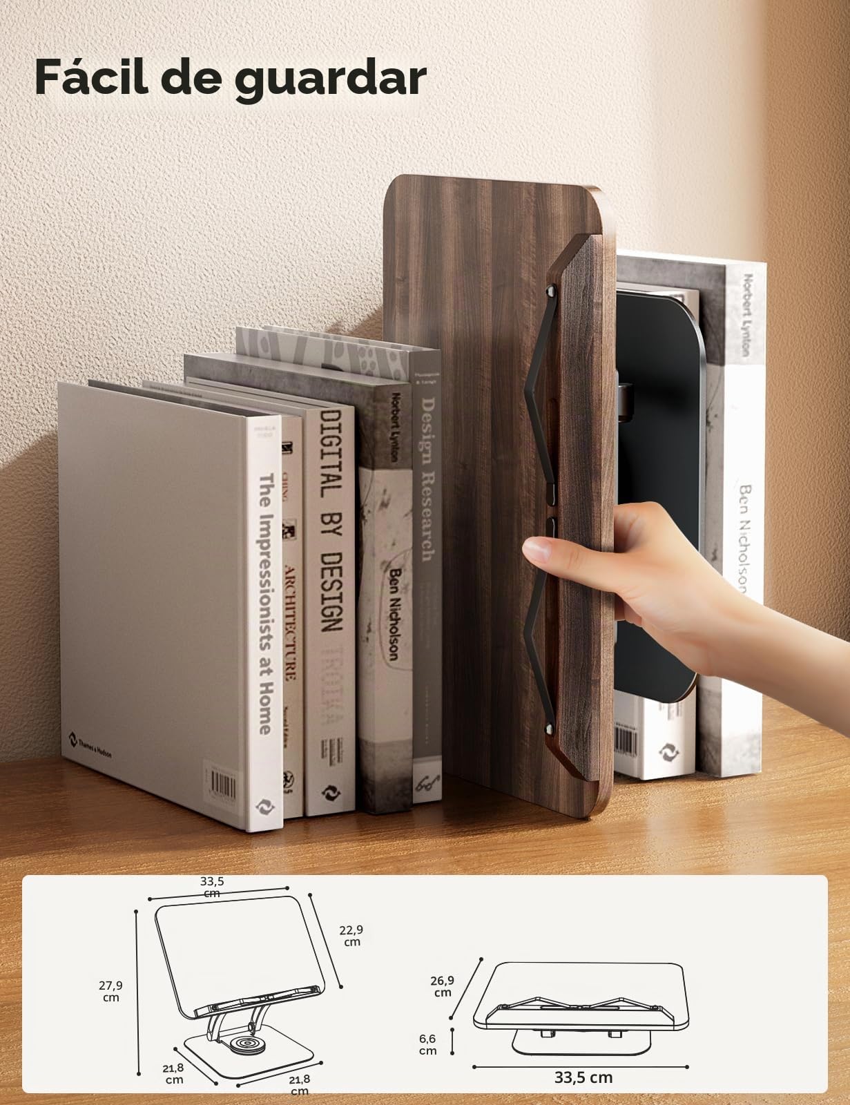 Tounee Soporte de Libro para Lectura con base giratoria de 360°, Elige para los lectores-Gris