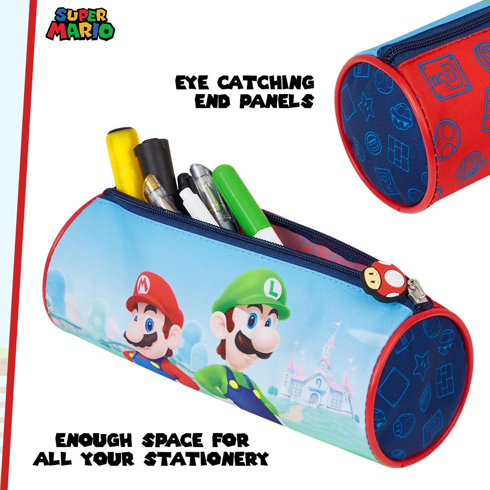 Super Mario Pencil Case for Boys, Kids School Stationery, Barrel Pencil
