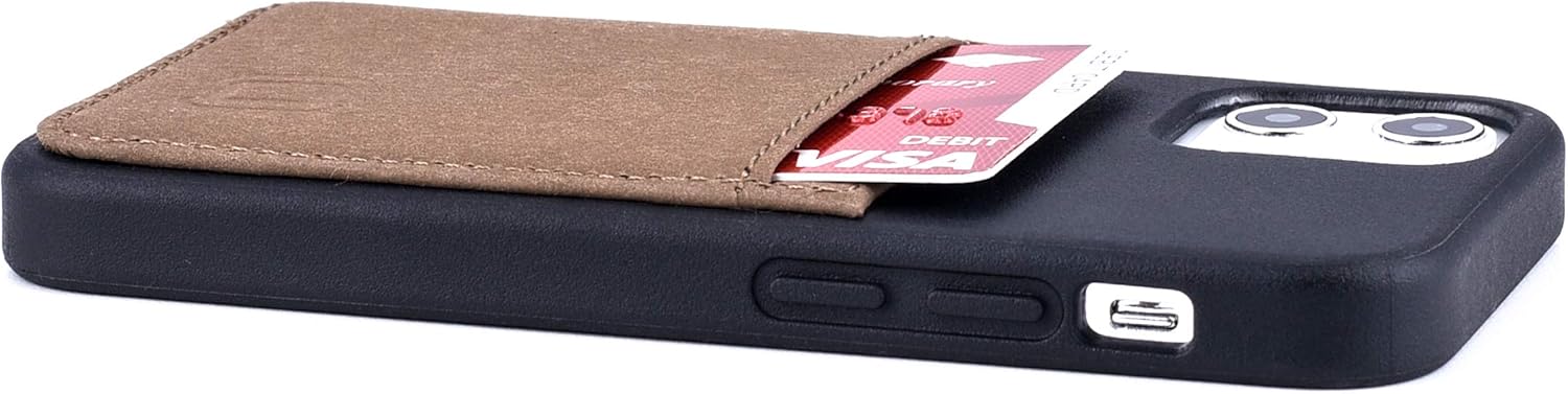 Dockem BIO Wallet Case for iPhone 12 Mini: Sensible Materials, Magnetic Mounting & 1 Credit Card Holder Slot (5.4" M2B, Black and Tan) - Image 5