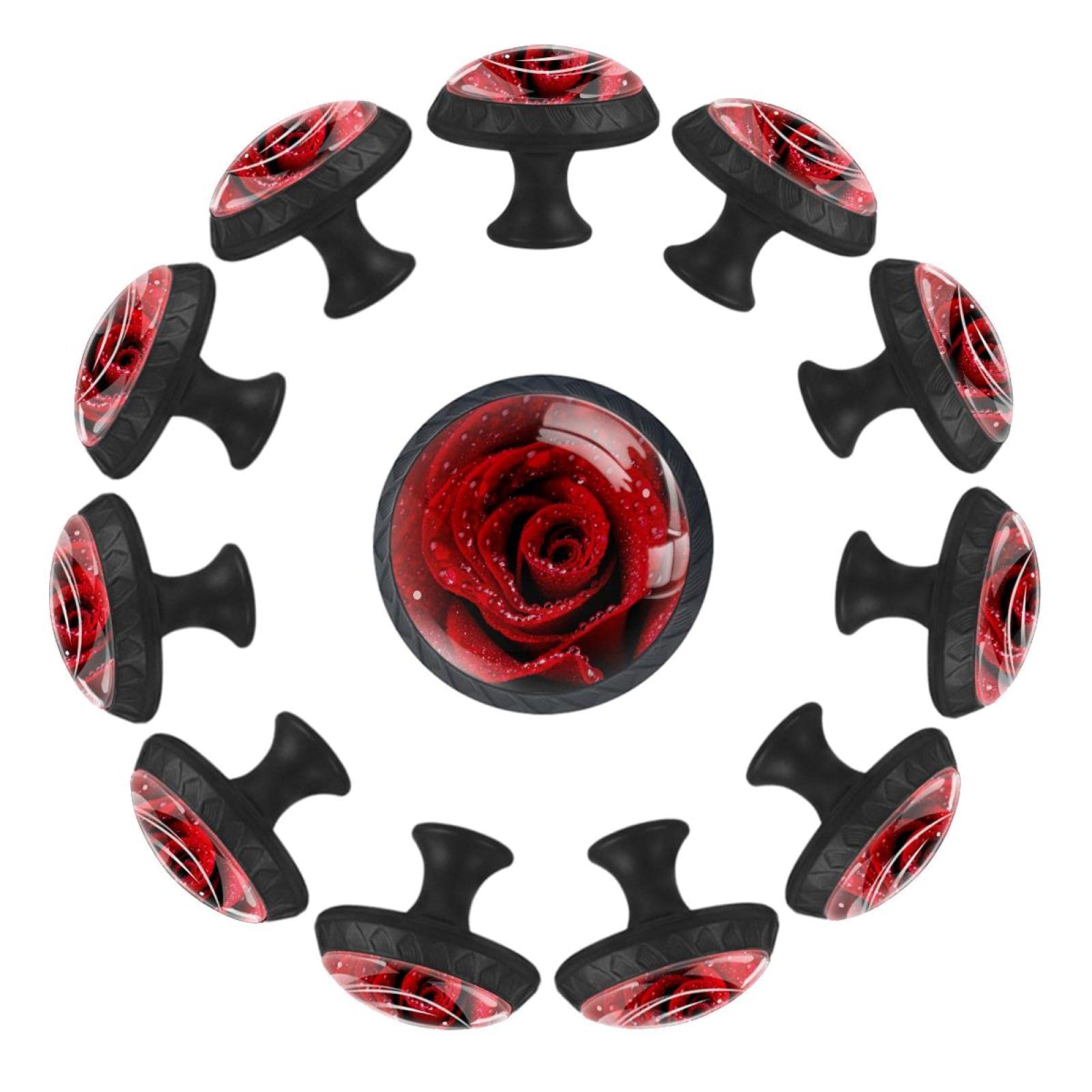 Boutons de tiroir rose rouge 35 mm pour commode de chambre